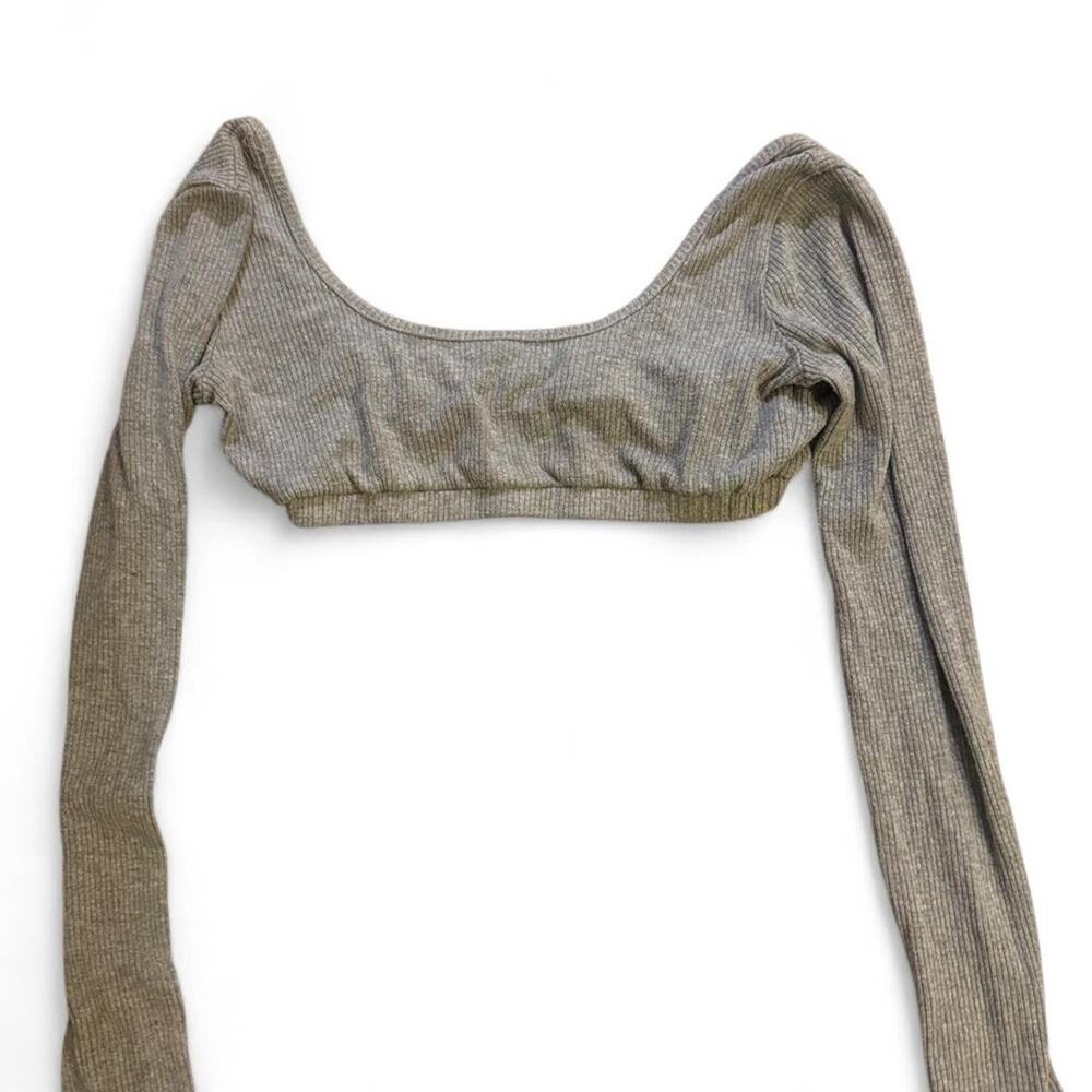 Edikted grey long sleeve crop top